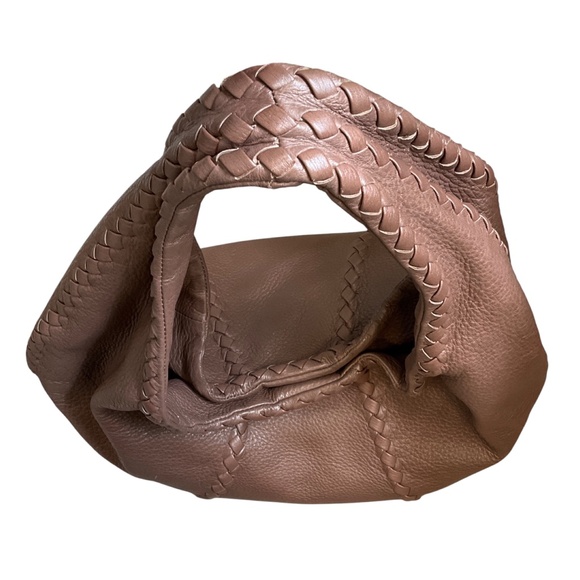 BOTTEGA VENETA BROWN INTRECCIATO WOVEN DETAIL GRAINED LEATHER HOBO SHOULDER BAG - Picture 5 of 14